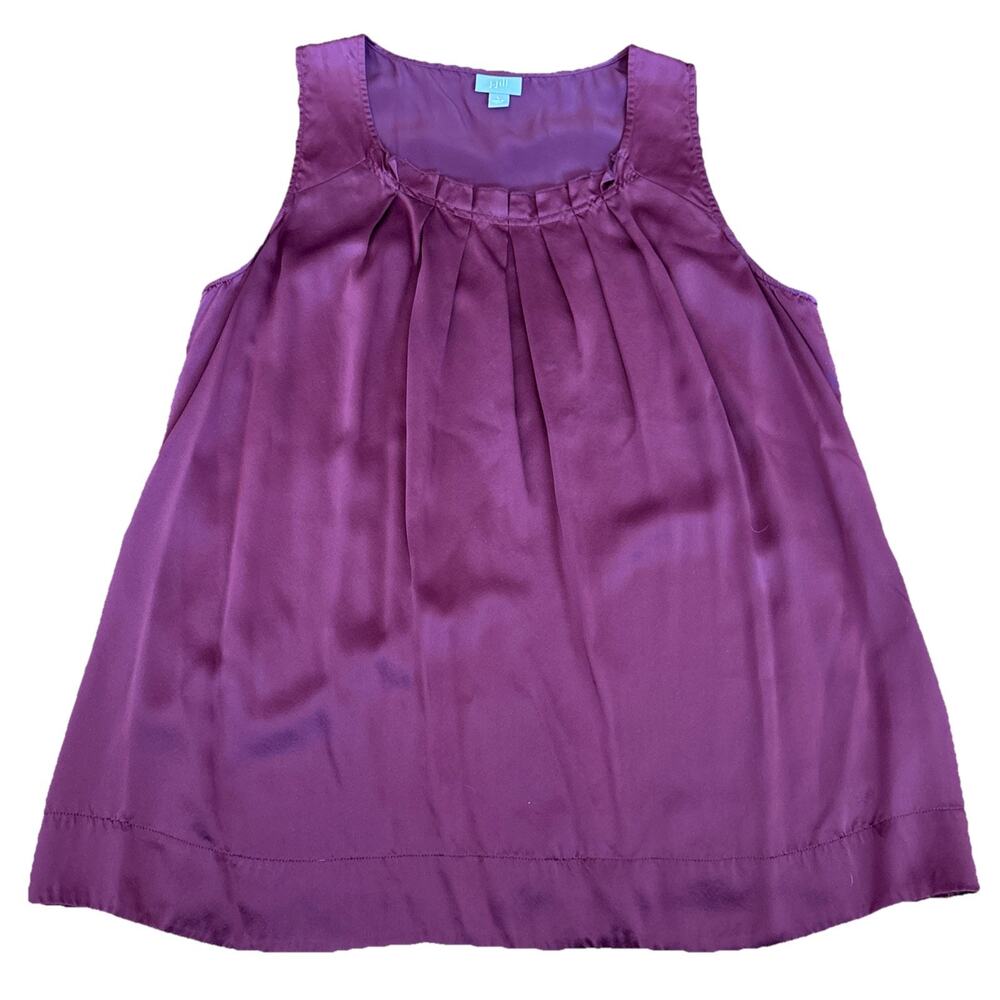 J Jill 100% Silk Top Pleated Tank Sleeveless Red Maroon Sleeveless M Dressy